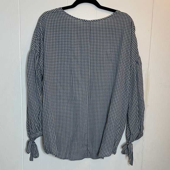Easel Women's Blue Gingham Blouse - Picture 8 of 12